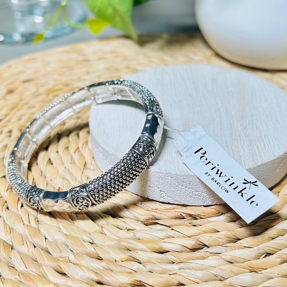 Periwinkle By Barlow Ornate Silver Tone Bangle Bracelet - Picture 1 of 8
